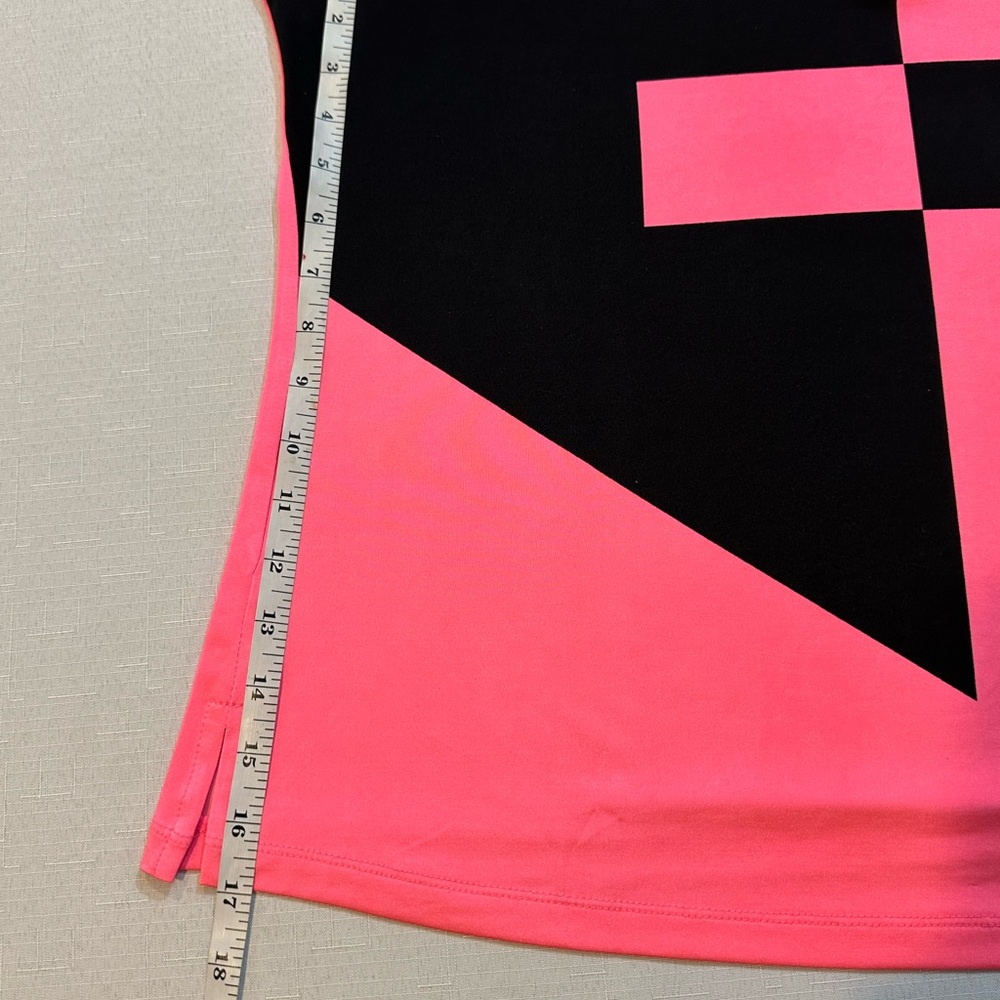 Jamie Sadock Women’s XL Pink Black Geometric Golf Top 1/4 Zip Studded Collar - Picture 7 of 16